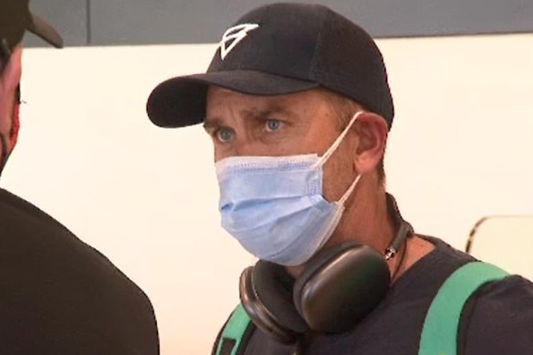 Justin Langer at Melbourne Airport before his flight back home to Perth.