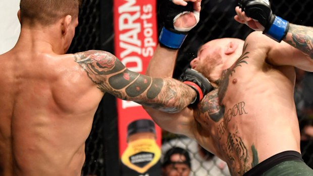 Poirier gets the better of McGregor at UFC 257. (Getty)