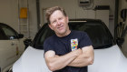 Joseph Evans and the electric car that powers his winery.