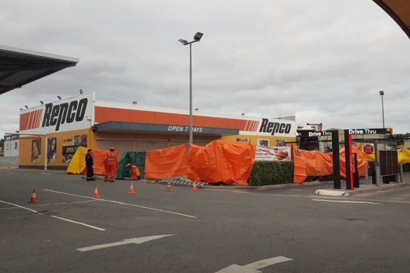 The 13-year-old boy was seriously injured and died in an incident involving a garbage truck in this car park in Port Lincoln. 