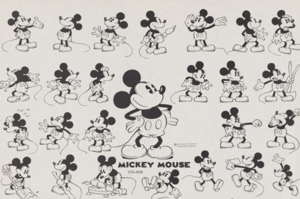 Early images of Mickey Mouse, who made his screen debut in 1928.