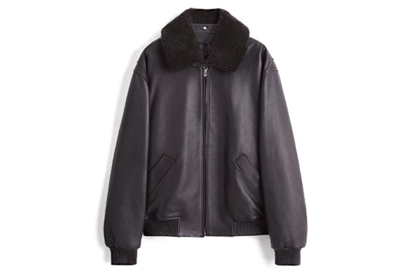Cos “Detachable shearling-collar” leather jacket.