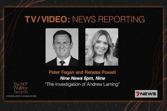 Nine journalists Peter Fegan and Rebeka Powell originally won the Walkley Award for their story on then-LNP MP Andrew Laming.