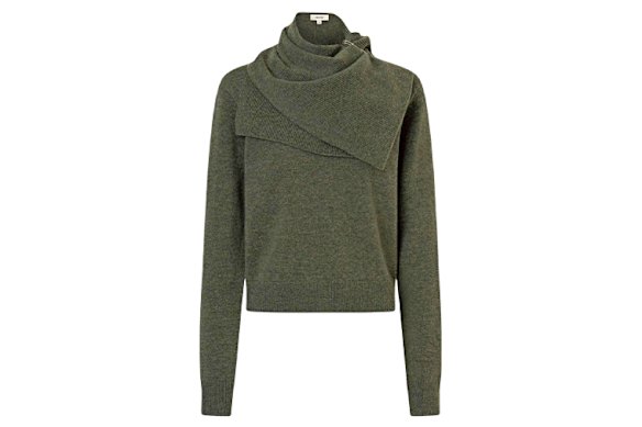 Oroton “Wrap Scarf Knit” top.