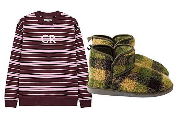 Country Road “Australian Cotton Stripe Logo Sweat”, and Kip & Co “Pioneer Sherpa Adult Boots”.