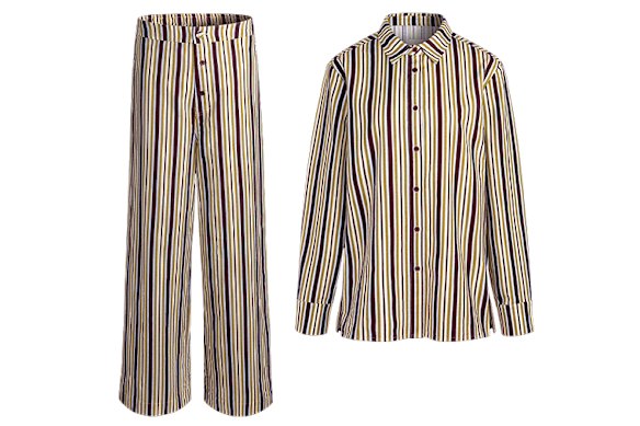 “Ari” shirt, $95, and “Lennox” pants.