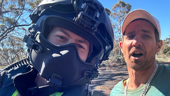 WA prospector Kye Martin shortly after being rescued.