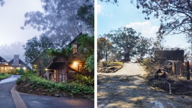 Queensland's treasured Binna Burra Lodge before and after a bushfire gutted the rainforest retreat in September 2019.
