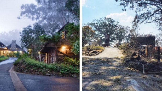 Queensland's treasured Binna Burra Lodge before and after a bushfire gutted the rainforest retreat in September.