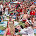 Backpackers at Bronte Beach on Christmas.