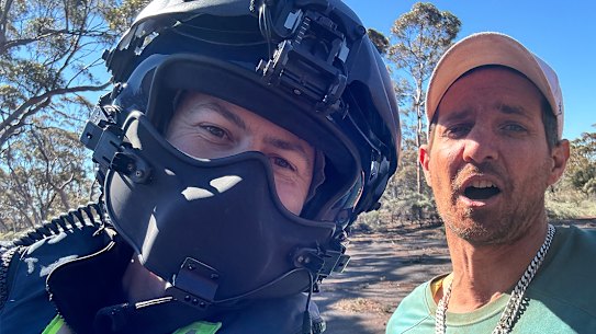 WA prospector Kye Martin shortly after being rescued.