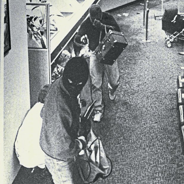 The scene of a Sydney bank robbery in 1987 – part of an era that had a growing number of bank branches, but little CCTV coverage. 
