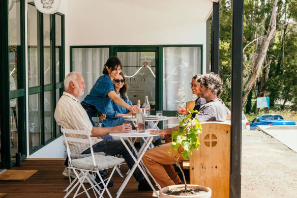Babche cellar door in Timboon plays records and serves organic wine and snacks.