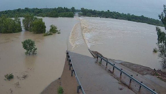 Little Bynoe River is seen flooded on the Carpentaria Shire Council’s camera.