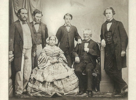 The original David Jones family, circa 1860. Seated: Jane and David Jones. Standing, left to right: George, David, Edward and Phillip.