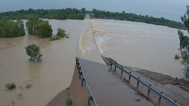 Little Bynoe River is seen flooded on the Carpentaria Shire Council’s camera.