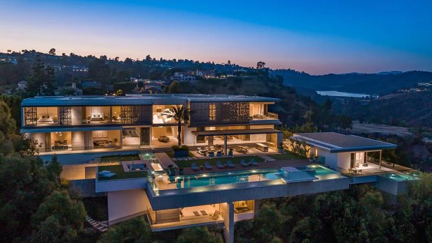 This newly built home has views over Los Angeles.