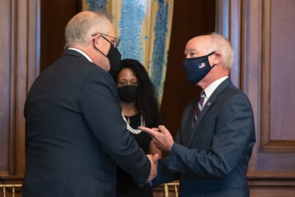 US Congressman Joe Courtney meeting Prime Minister Scott Morrison.