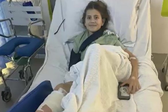 Alexis Lloyd in hospital after the crash.