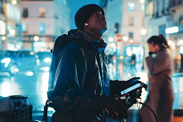 Abou Sangare plays a migrant delivery worker in Paris.