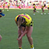 Julia Robinson holds on to her arm.