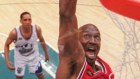 Michael Jordan in 1998, helping his Chicago Bulls team defeat Utah Jazz.