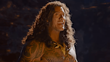 Johnson became emotional when he saw himself as Maui for the first time. 