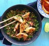 Potsticker dumplings with herby cauliflower and pickled ginger salad recipe