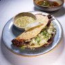 Beef-and-cheese "quesotacos".