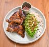 Portuguese chicken with green goddess salad.