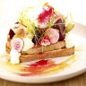 The elegant cured kingfish dish.