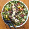 Use any grains as the base of this warm steak salad.