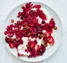 Adam Liaw's red fruit salad with cherry and rosewater cream.