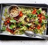 This couscous absorbs both the stock and the roasting juices from the tomato to yield a dish that's strongly savoury and slightly sweet.  