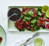 Barbecued chicken with oyster sauce dressing.