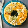 Frozen yoghurt and passionfruit curd cake. KatrinaÂ MeyninkÂ frozen dessert recipes for Good Food November/December 2020 Christmas and party season. Please creditÂ KatrinaÂ Meynink. Good Food use only.