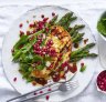 Grilled asparagus, halloumi, pine nut and pomegranate salad.