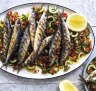 Grilled sardines with a fresh salsa.