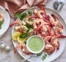 Prawns with green mustard mayonnaise.