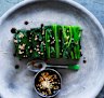 Spinach with lemon, soy and sesame dressing.
