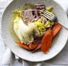 Corned silverside with slow-cooked carrots and mustard sauce