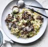 Mushroom and pea risotto. 