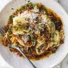 Sneak plenty of vegies into this 50/50 bolognese sauce.