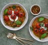 Tomato and mozzarella risotto. 