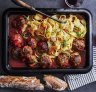 Beef, ricotta and rosemary meatball tray bake. 