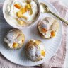 Adam Liaw's peaches and cream choux pastry puffs.