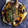 The lamb perfumes the vegetables as they roast.