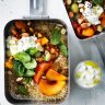 Peachy picnic cous cous with mint yoghurt.