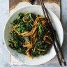 Stir-fried potato slivers with kale with ginger.