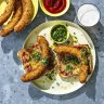 Adam Liaw's snag parmy recipe.